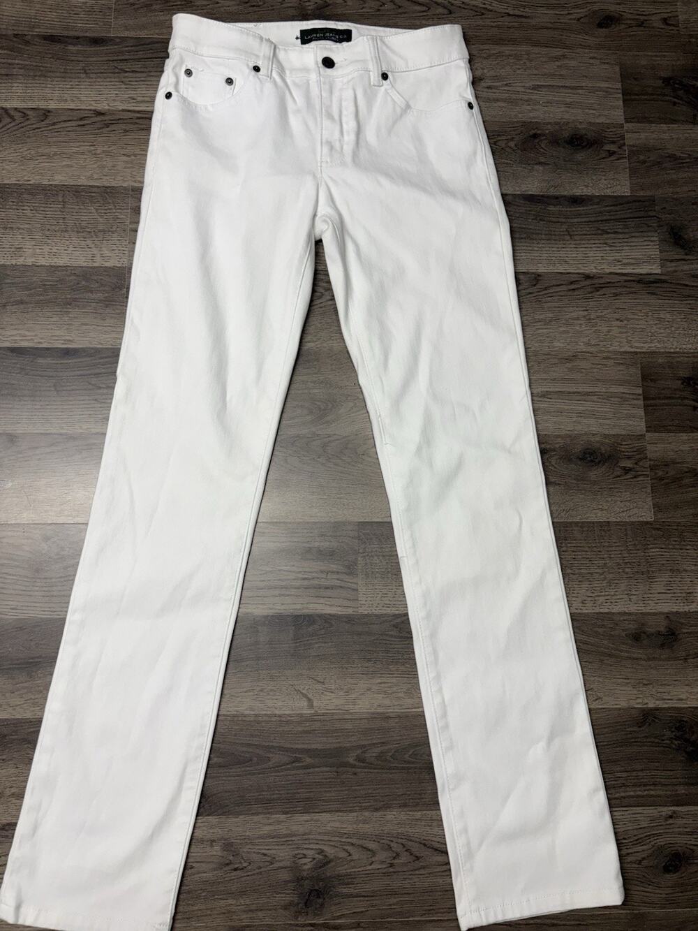 Lauren Jeans Co Ralph Lauren Women’s White Straight Jeans Size 2 Stretch Denim